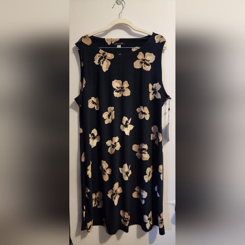🌸👗NWT Tommy Hilfiger Black and Tan Floral Midi Dress size 18🌸 - Picture 1 of 6